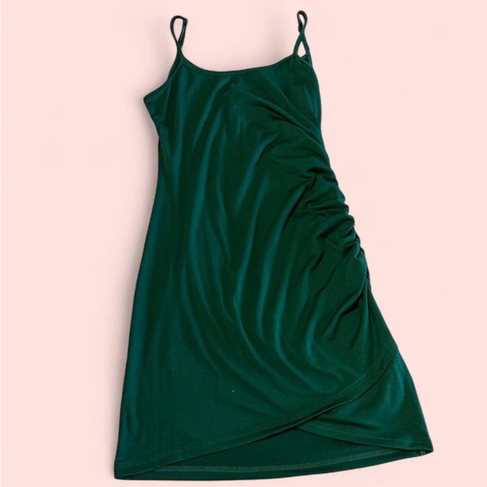 Women's Green Ruched Slip Dress
